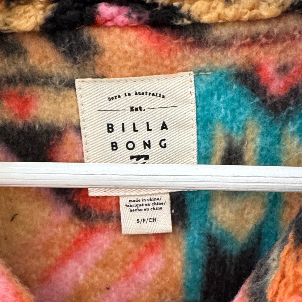 BILLABONG | Sherpa Fleece Multicolor Patterned Jacket Tribal Small - Picture 2 of 3